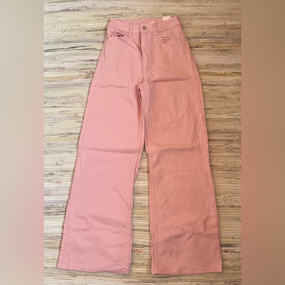 Pink Hi Rise H&M Wide Leg Jeans 2